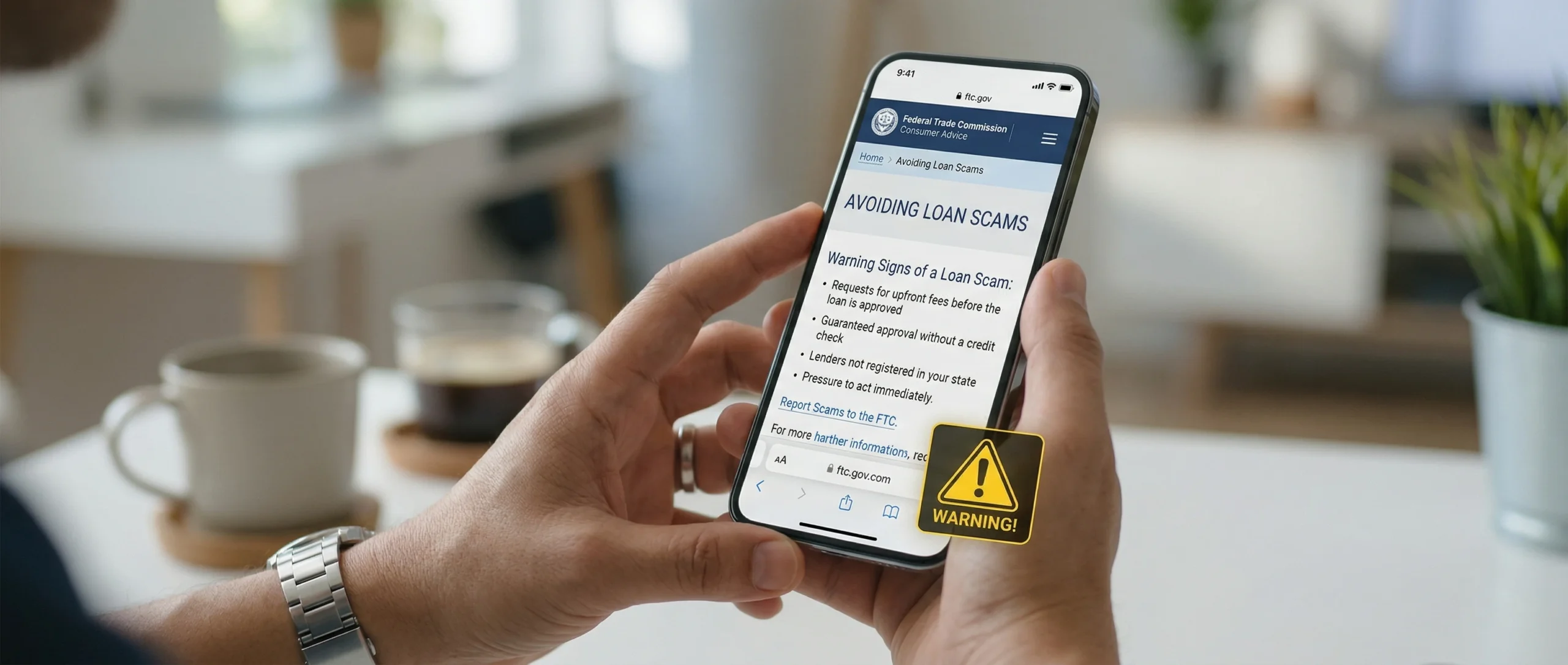Checking the FTC website to avoid predatory personal loans for a 500 credit score.