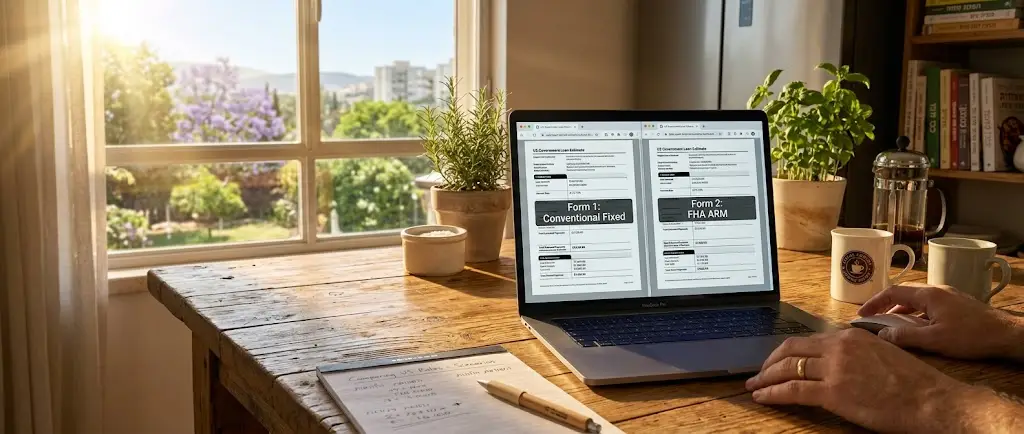 Comparing Loan Estimate documents for mortgage loans near me.