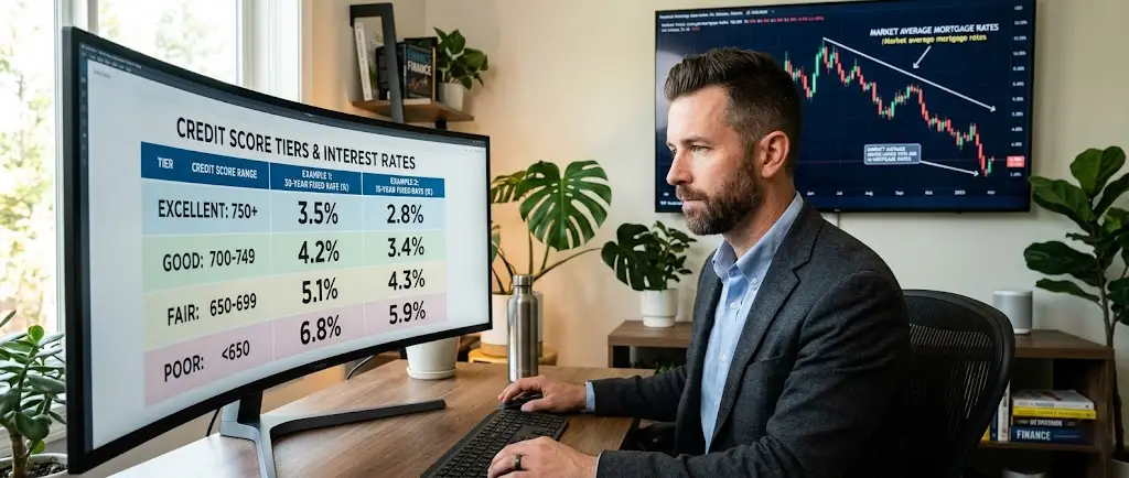 Comparing personal loan interest rates across different credit score tiers.