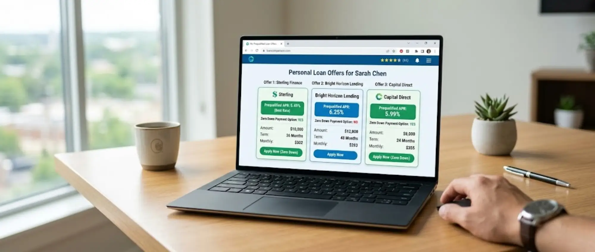 Comparing competitive rates before deciding to apply for a personal loan online.
