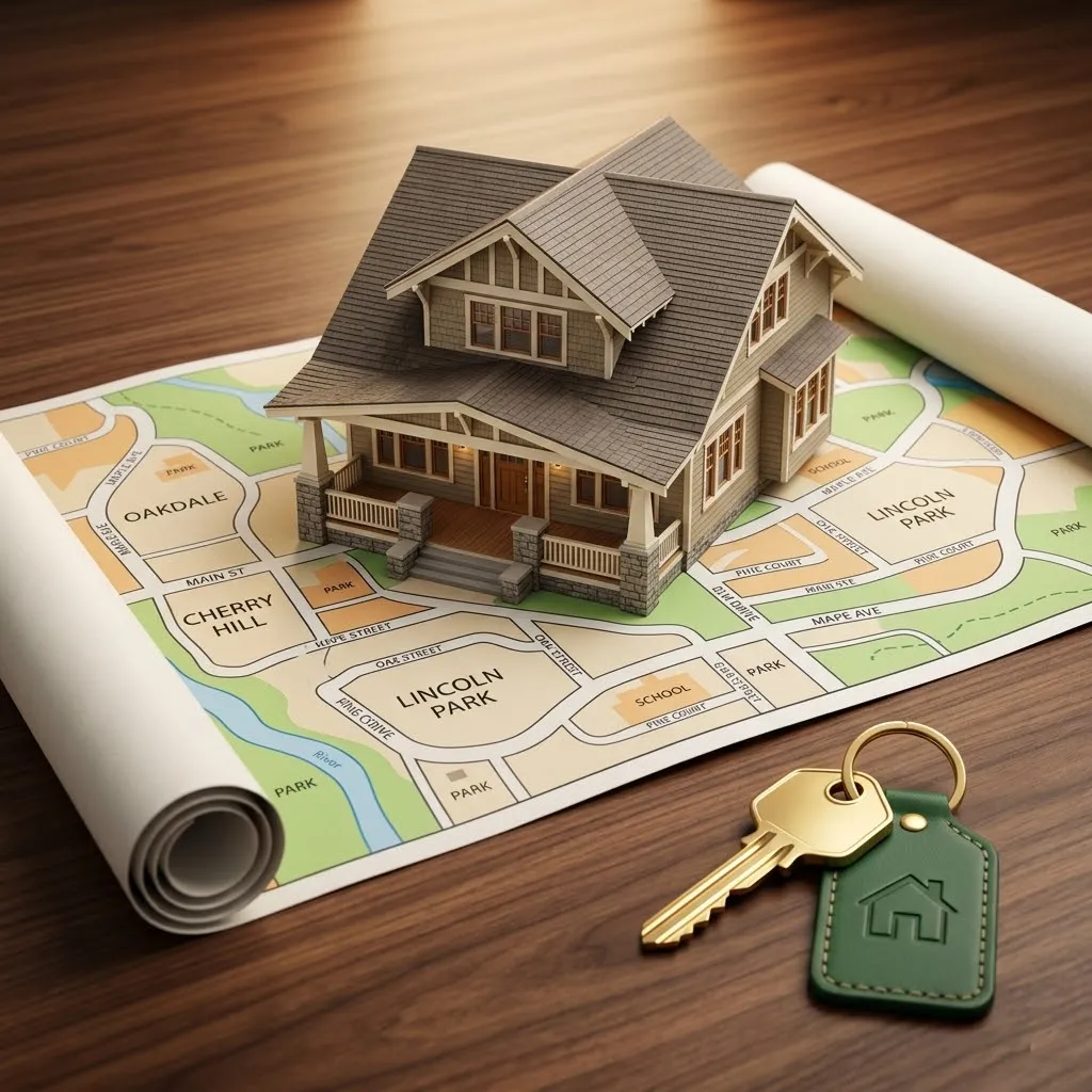 A symbolic key and model house representing first-time homebuyer programs.